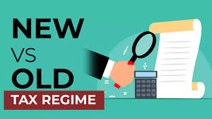 Taxpayer comparing old and new tax regime options on a chart